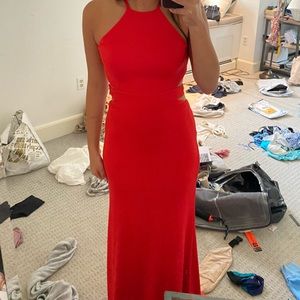Red Halter Neck Prom Dress